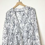 Ecru Women's The Lange Top Black White Floral Long Sleeve Blouse Medium Photo 3