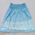 Lovestitch NWT Love Stitch Mini Skirt Size L Smocked Elastic Waist Blue Chambray Photo 0