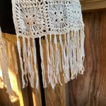 Reba Women's Tan Crocheted Open Vest Cardigan Fringe Trim Size M Size M Photo 4