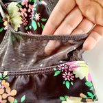Aerie Brown Pink Green Satin Floral Bralette US Medium Photo 3