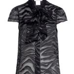 Alice + Olivia NWT- Alice+Oliviq Jeannie bow collar tiger stripe blouse size XS Photo 0