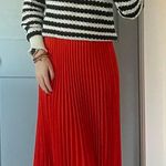 H&M Red Pleated Midi Skirt Photo 0