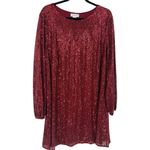 Chic Soul Red Sequin Long Sleeve Party Cocktail Shift Dress Plus Size 1X Holiday Photo 2