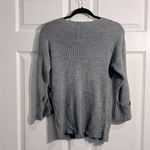 a.n.a . Women’s gray sweater- 3/4 cuffed sleeves w/ button detail - Size Medium Photo 4
