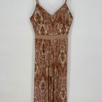 No Boundaries  Brown Ikat Print Jumpsuit Medium Sleeveless Casual Boho Chic Photo 4