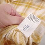 American Eagle  Cropped Flannel Plaid Button Down Long Sleeve Cotton Yellow Cream Photo 6