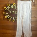 Max Studio  Specialty Linen White Wide Leg High Rise Pant Pocket Beach Flowy Vaca Photo 2