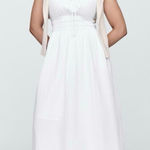 Gap Cotton Gauze Tie-Front Smocked Maxi Sun Dress Optic White Size Medium Tall Photo 0