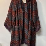 Anthropology Hei Hei Chevron Hooded Cape Fringe Open Front xs/s multi color Size undefined Photo 0