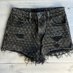 Alexander Wang  X Denim Faded Black Net Print Bite High Waist Cut Off Shorts 25 Photo 0
