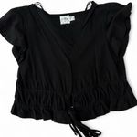 Princess Polly Black  cropped blouse with tie front detail. size 8. Photo 0