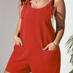 SheIn Red Pocket Overall Romper Jumpsuit Size Small Photo 0
