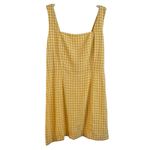 Old Navy yellow plaid gingham square neck linen mini dress small petite Photo 2