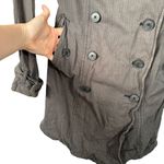 Free People Rugged Trench Coat Grey Plaid Double Breasted Boho Womens Small FLAW Photo 1