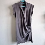 Halston Heritage 100% Silk Draped Faux Wrap Dress Gray Size 6 Photo 1