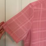 Liz Baker Vintage women’s bubblegum pink sheer plaid button up shirt size 10 Photo 1