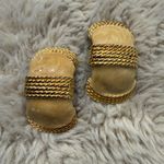 Vtg‎ GAY BOYER Signed Enamel Gold Tone Rope Design Retro Chic NY Earrings Photo 1