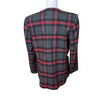 Le Suit Women's Red Gray Plaid Wool Blend Blazer Size 12 Holiday Career Party Photo 3