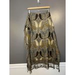 Pashmina  Scarf Womens Gold Gray Paisley Cashmere Silk Wrap Shawl Made Italy Photo 4