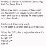 Proenza Schouler  Chambray Drawstring Pull On Pants size 4 Photo 4