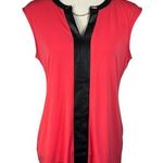 Calvin Klein  Medium Top Cap Sleeve V-Neck Keyhole Chain Stretch Faux Leather Photo 0