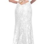La Femme 29939 White Lace Strappy White Gown Dress 4 Photo 1