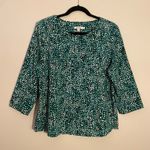 Chico's Green Black White Spotted Crewneck 3/4 Sleeve Shirt Women's size 3 / XL Photo 0