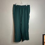 Skies Are Blue  Wide Leg Pant Size 1X Pull‎ On Satin Hunter Green Leopard NWT Photo 4