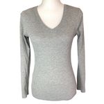 Bozzolo Grey Waffle Knit V-neck Thermal Long Sleeve Top Photo 1
