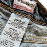 No Boundaries  Y2K Deconstructed Raw Hem Fringe Cheeky Micro Mini Denim Shorts Photo 3