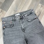 ZARA Distressed High Waist Cropped Raw Hem Stretch Jeans Grey Black 6 Photo 3