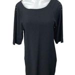 Ichi Dakori Black Textured Studded Spiked Short Sleeve Mini Shift Dress Size M Size M Photo 0