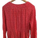 Maeve  Anthropology Red/White Printed A-Line Dress Long Sleeve Womens Size Medium Photo 5