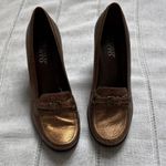 Franco Sarto Metallic Bronze Loafers with Blocked Heel Photo 0