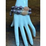 Lavender, Orange & Natural Stone Stretch Bracelet NWOT Photo 2