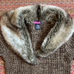 VINTAGE Y2K VEGAN FAUX FUR BROWN KNIT LONG FIT CARDIGAN COZY Photo 1