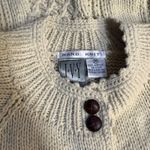 Vintage IVY Knit Cream Cable Knit Button Cardigan Shoulder Pad Sweater Medium Photo 2