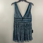 Lulus Dark Teal Deep V Smokeshow Metallic Mini Dress Size Medium NWT Blue Photo 1