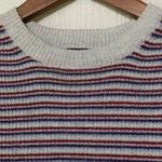 Something Navy Sparkle Ribbed Pullover Short Sleeve Crewneck Striped Small Photo 4