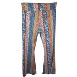 Earthbound Trading Co XL Floral Paisley Flare Leggings Boho Retro Pants Bell Blue Size 1X Photo 3