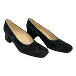 Salvatore Ferragamo  | Size 6B | Black Quilted Suede w/ Diamond Design Block Heel Photo 3