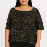 JBS Black Rose Gold Sparkle Blouse Size 3X Red Photo 0