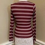 Full Circle Trends 2/15 burgundy, and white striped Tee Photo 3