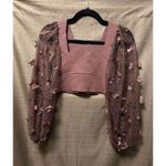 Free People  Flutter By Crop Butterfly Crop Top Size Small Brown Photo 0
