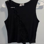 Princess Polly  Black Lace-Up Cutout Crop Top Photo 0