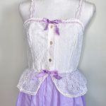 Vintage Eyelet Lace Lavender Nighty/Summer Dress Purple Size M Photo 3