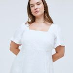 Madewell  Linen Square Neck Short Sleeve Mini 14W Little White Dress Bride Smock Photo 1