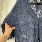XCVI  Blue Lace Short Sleeve Sheer Swimsuit Coverup Tunic S Floral Embroidery Photo 4
