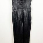 L'Academie L’academie Palais Leather Slim Leg Jumpsuit XS Black Photo 3