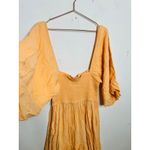LOUNA Orange Square Neckline Puff Sleeves Chic Flowy Midi Dress size Medium Photo 4